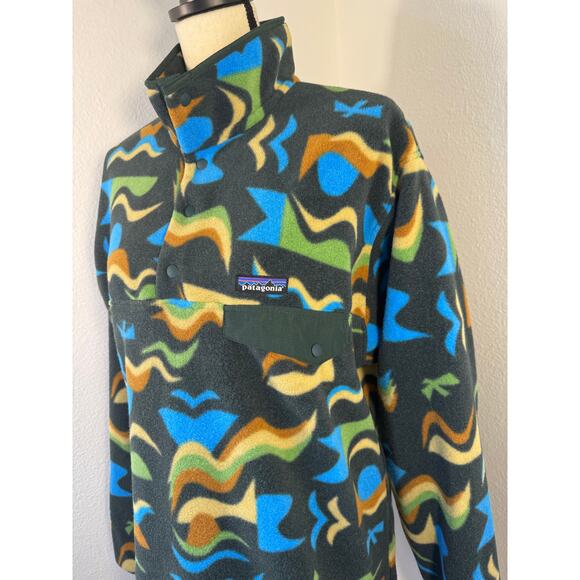 Patagonia Synchilla Arctic Collage Northern Green Fleece Pullover M - Picture 3 of 15